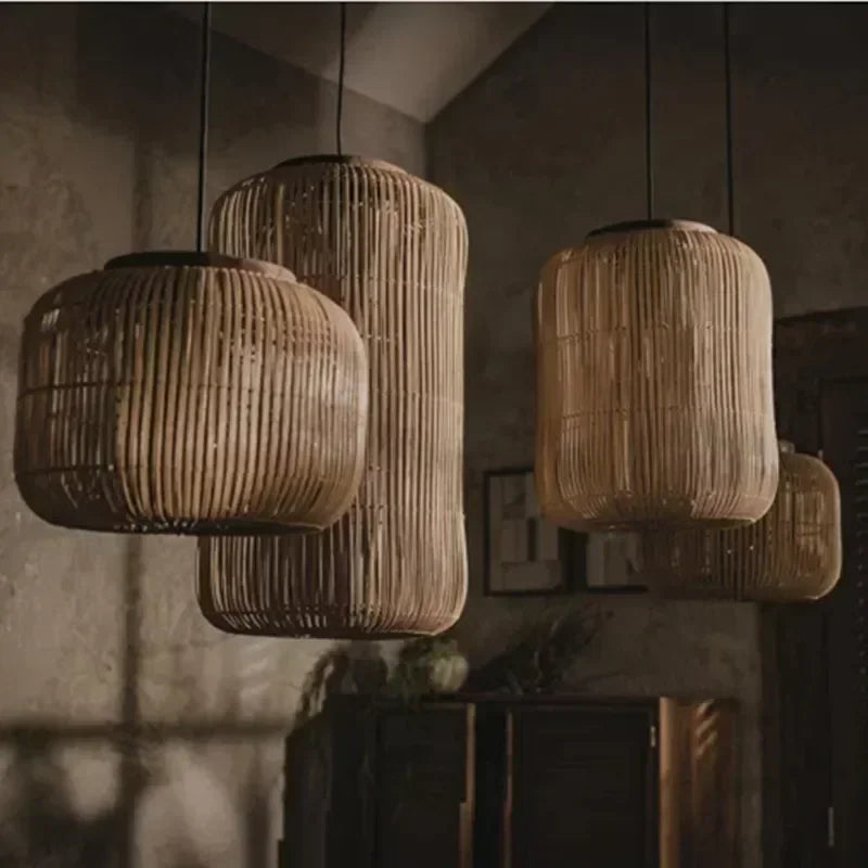 Wabi-Sabi Rattan Arc Pendant Lamp
