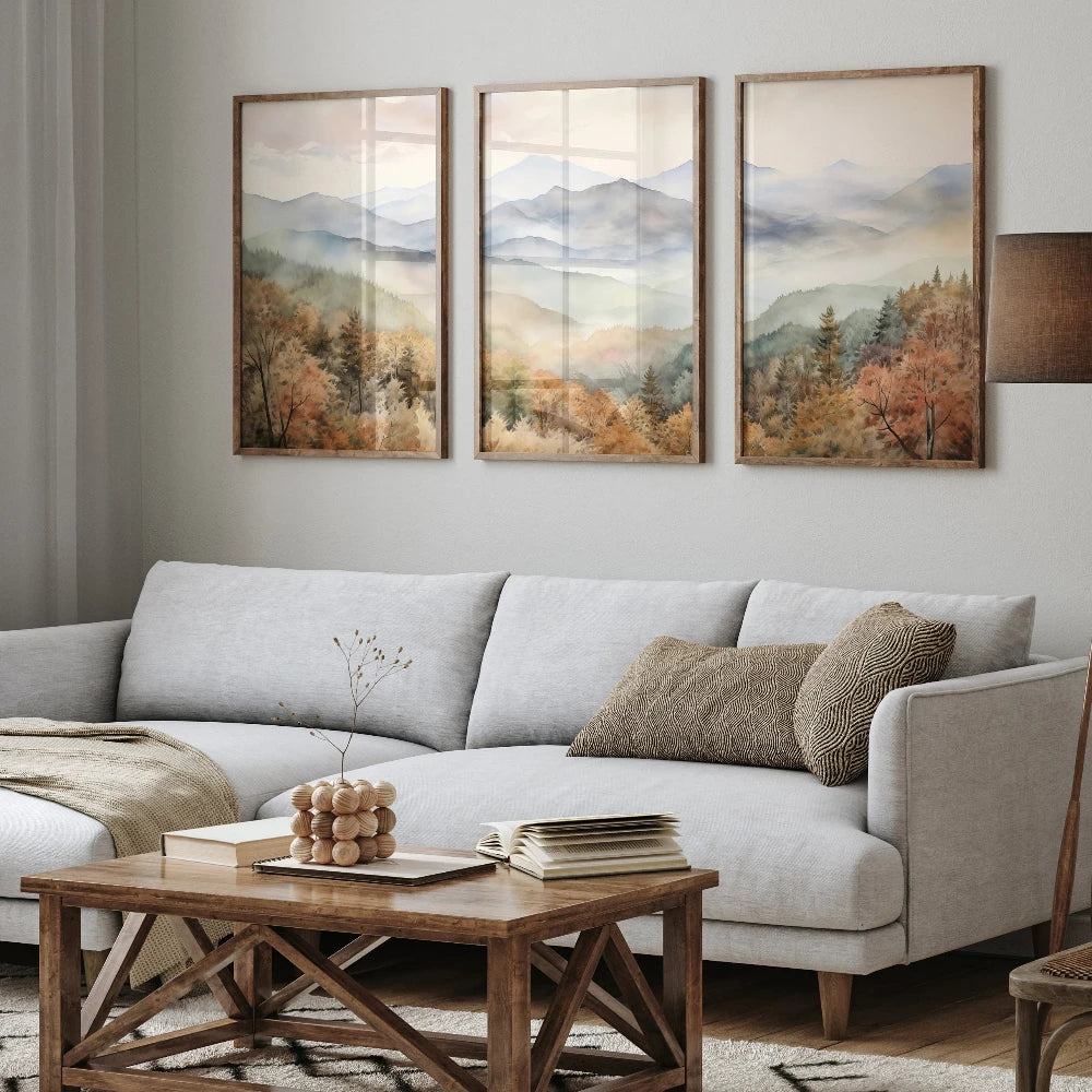 Set of 3 Japandi Canvas Wall Art