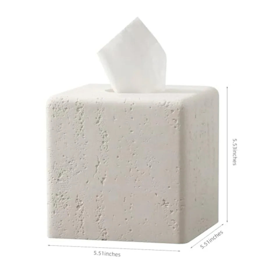 Square Travertine Tissue Box