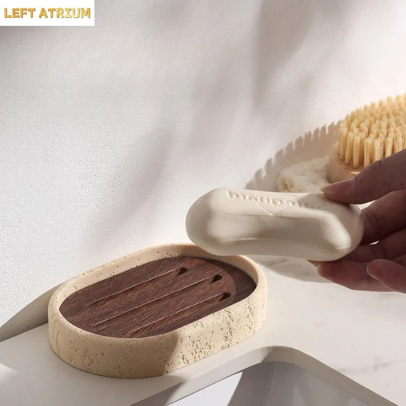 Draining Travertine Soap Dish