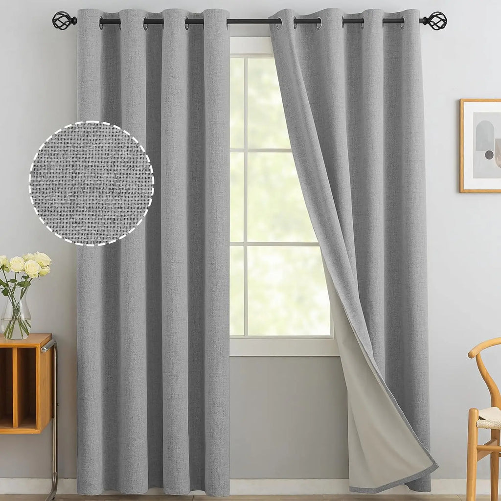 Modern Linen Blackout Curtains, 350cm