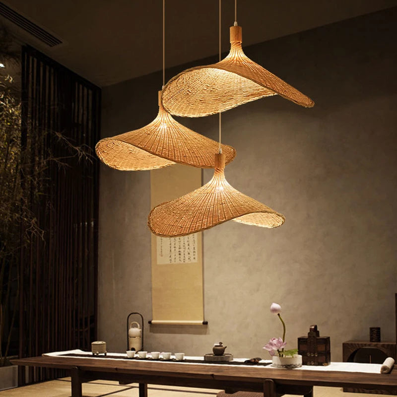 Vintage Rattan Pendant Chandelier