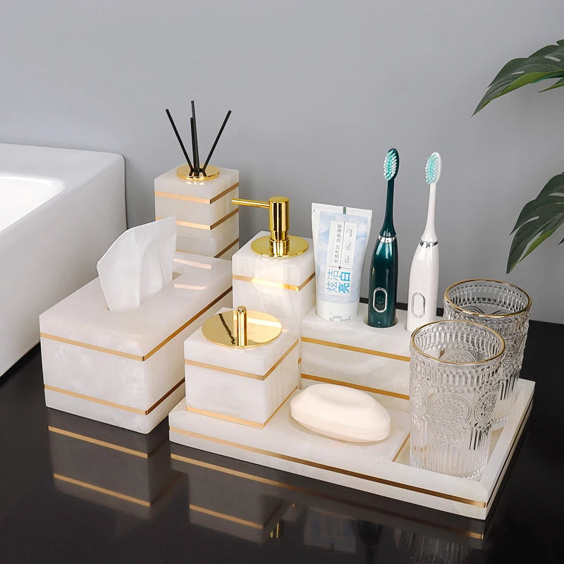 White Onyx Bathroom Set