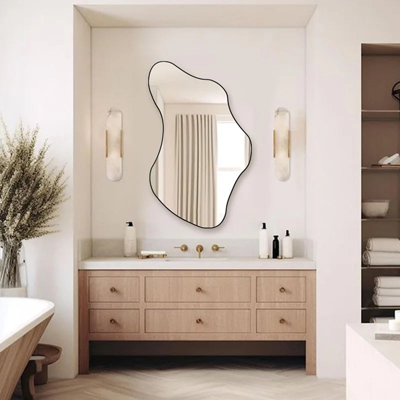 Art Deco Asymmetrical Sage Green Wall Mirror