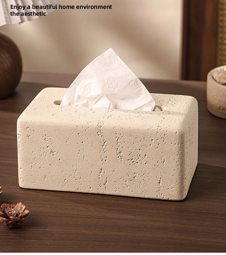 Rectangular Travertine Tissue Box