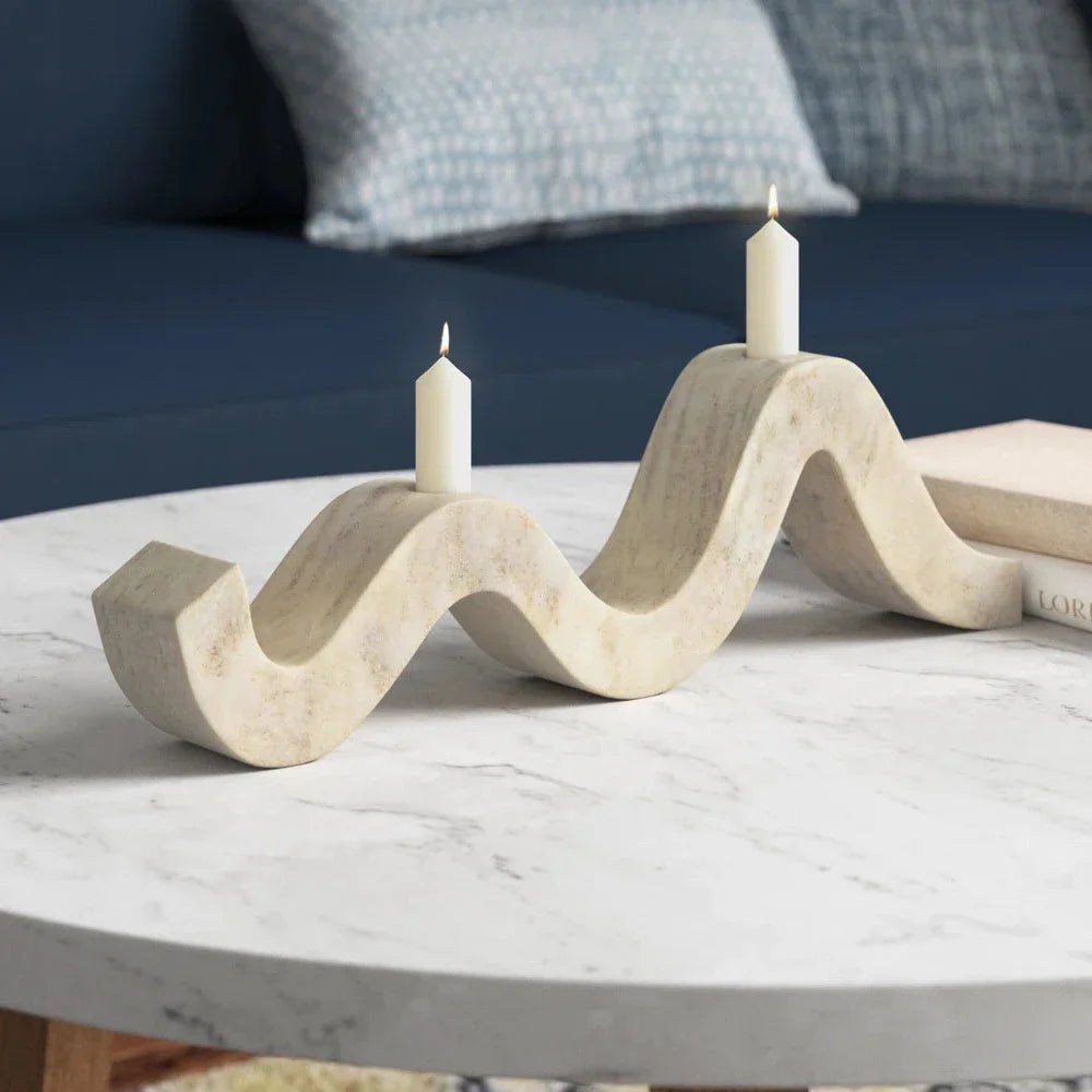 Vintage Travertine Candlestick