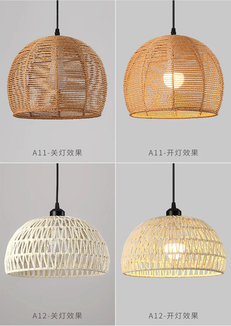 Retro Rattan Pendant Chandelier