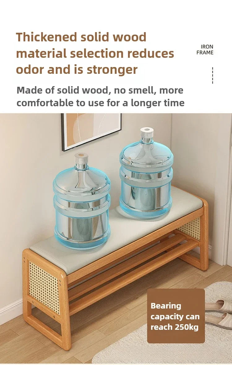 Rattan Shoe Storage Bench