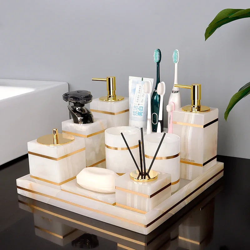 Marble & Gold Bathroom Set