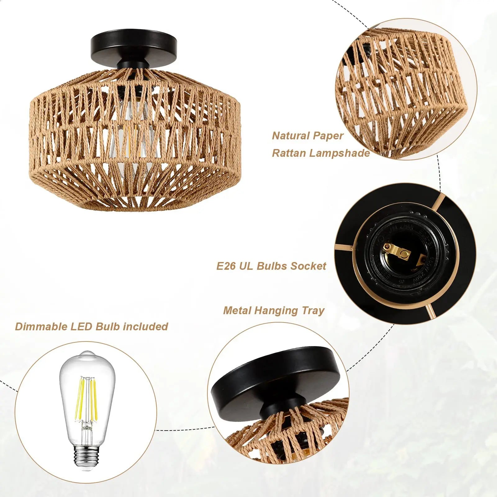 Modern Rattan Pendant Chandelier