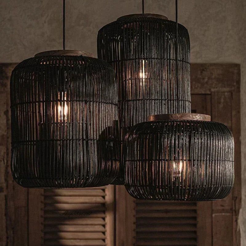 Wabi-Sabi Rattan Arc Pendant Lamp