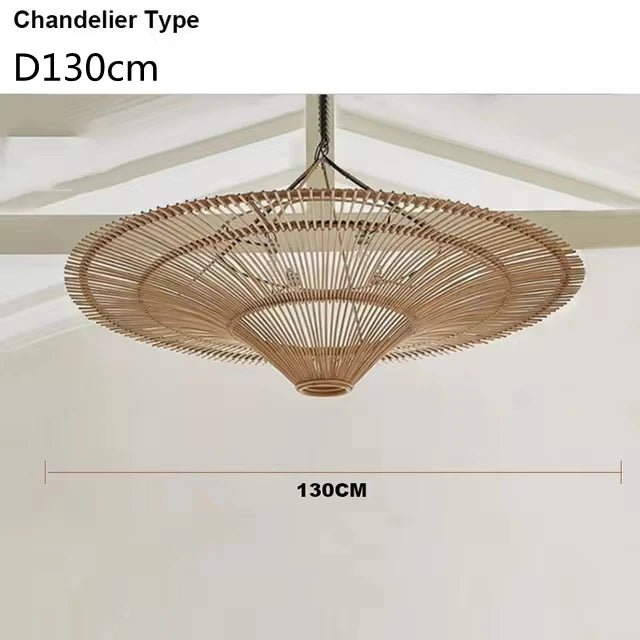 Wabi-Sabi Rattan Pendant Chandelier