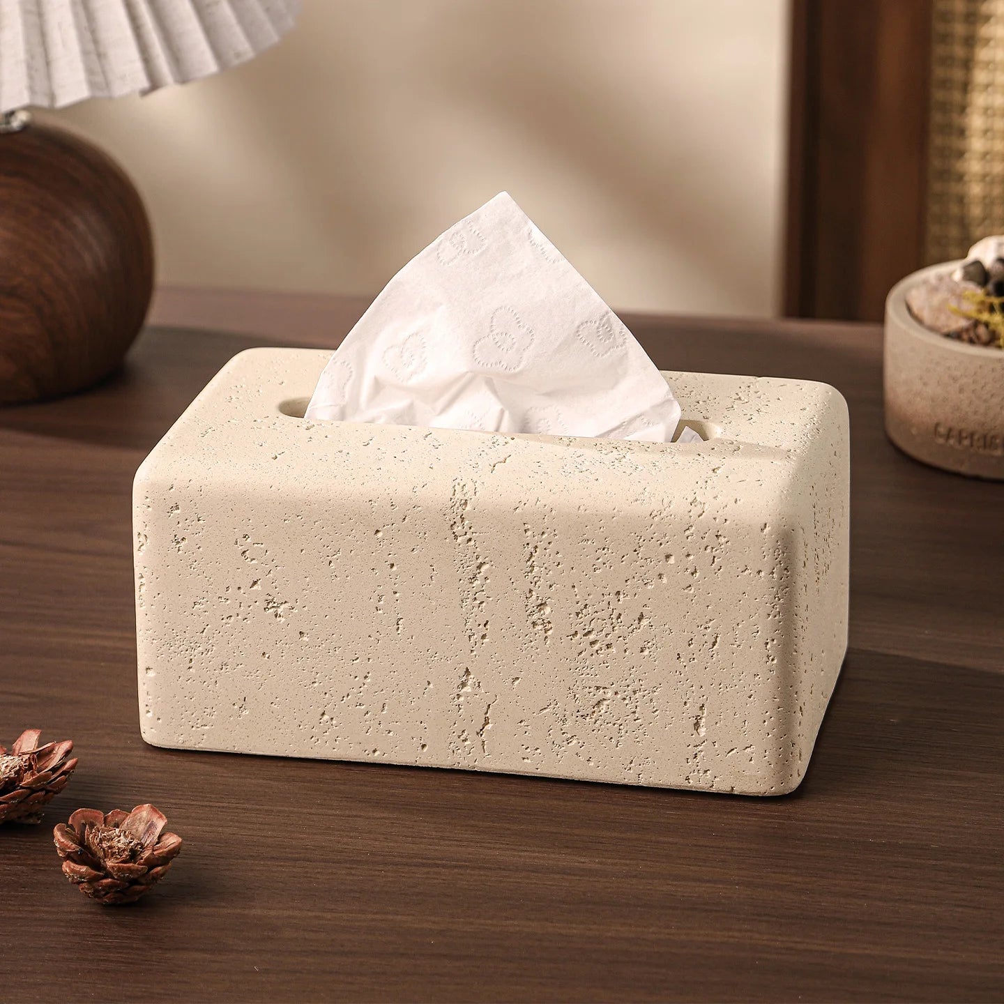 Rectangular Travertine Tissue Box