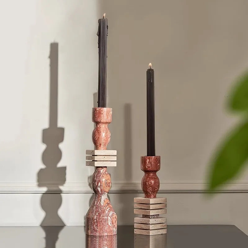 Vintage Travertine Candlestick
