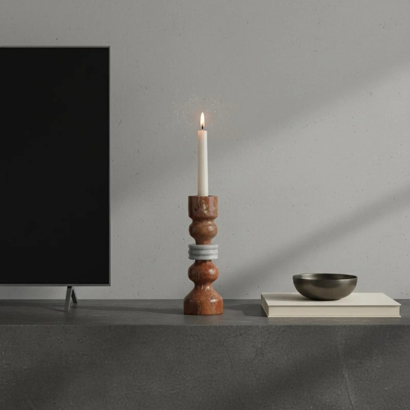Travertine Candlestick