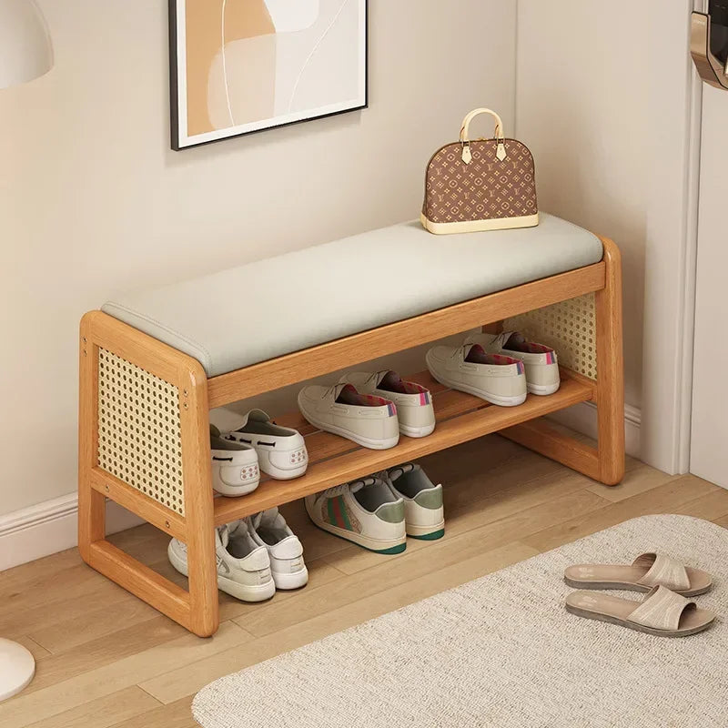 Rattan Shoe Storage Bench