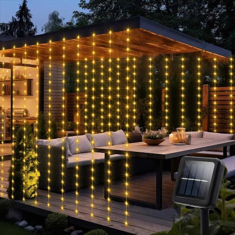 Solar Curtain Fairy Lights