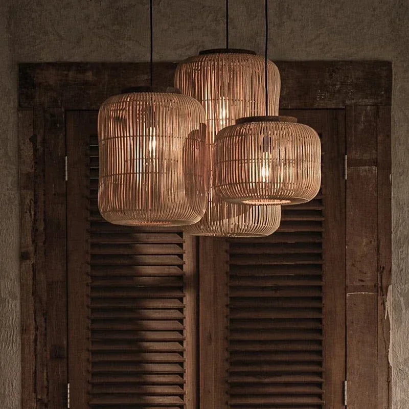 Wabi-Sabi Rattan Arc Pendant Lamp
