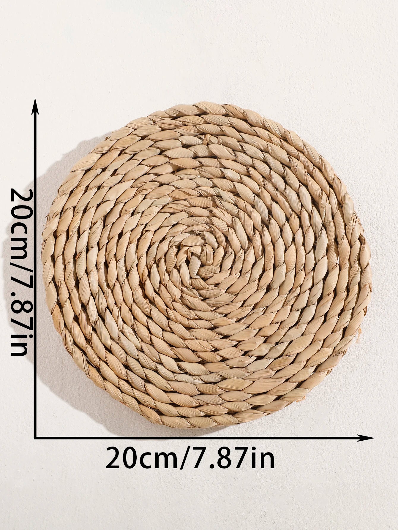 Boho Round Beige Woven Wall Basket