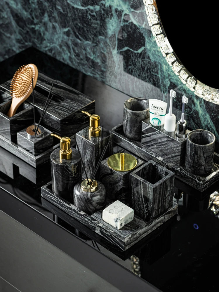Black Marble Bathroom Set
