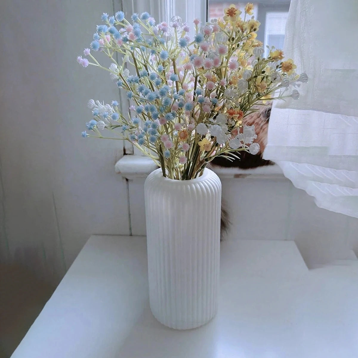 Striped Ceramic-Look Vase