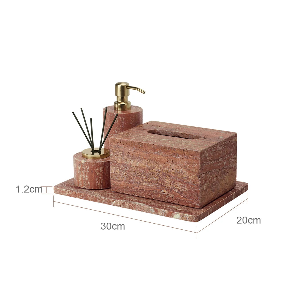 Red Travertine Bath Set