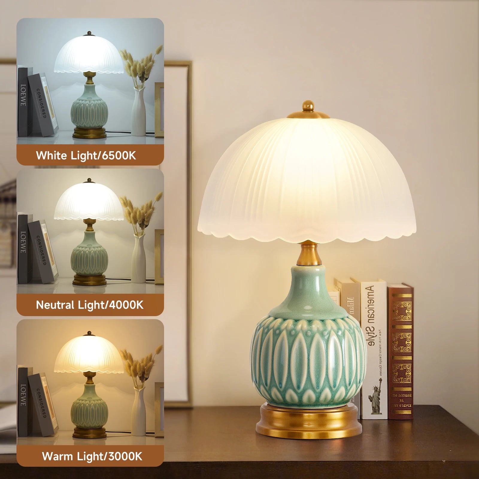 Vintage Gold Ceramic Table Lamp