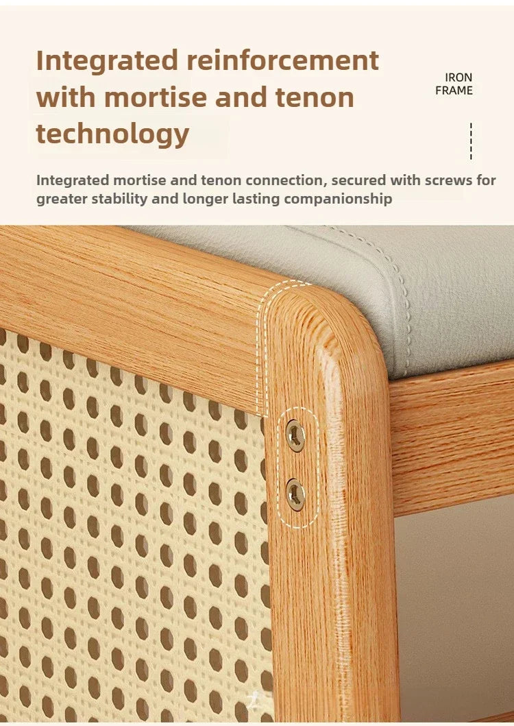 Rattan Shoe Storage Bench