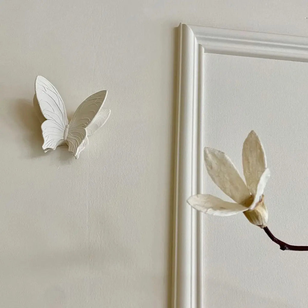 Set of 2 Boho White Butterfly Wall Art