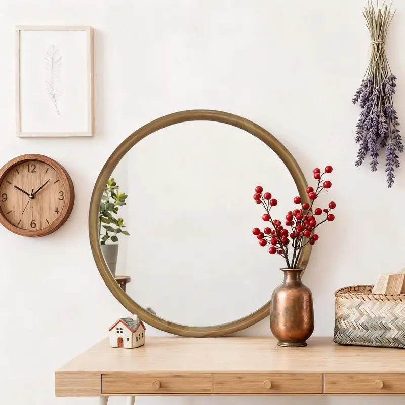 Boho Round Natural Wall Mirror