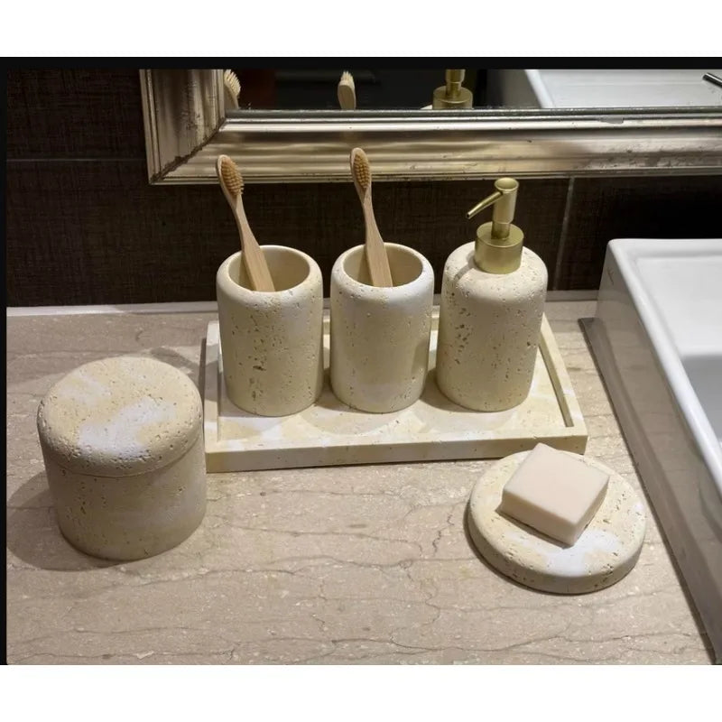 Travertine Bathroom Wash Set