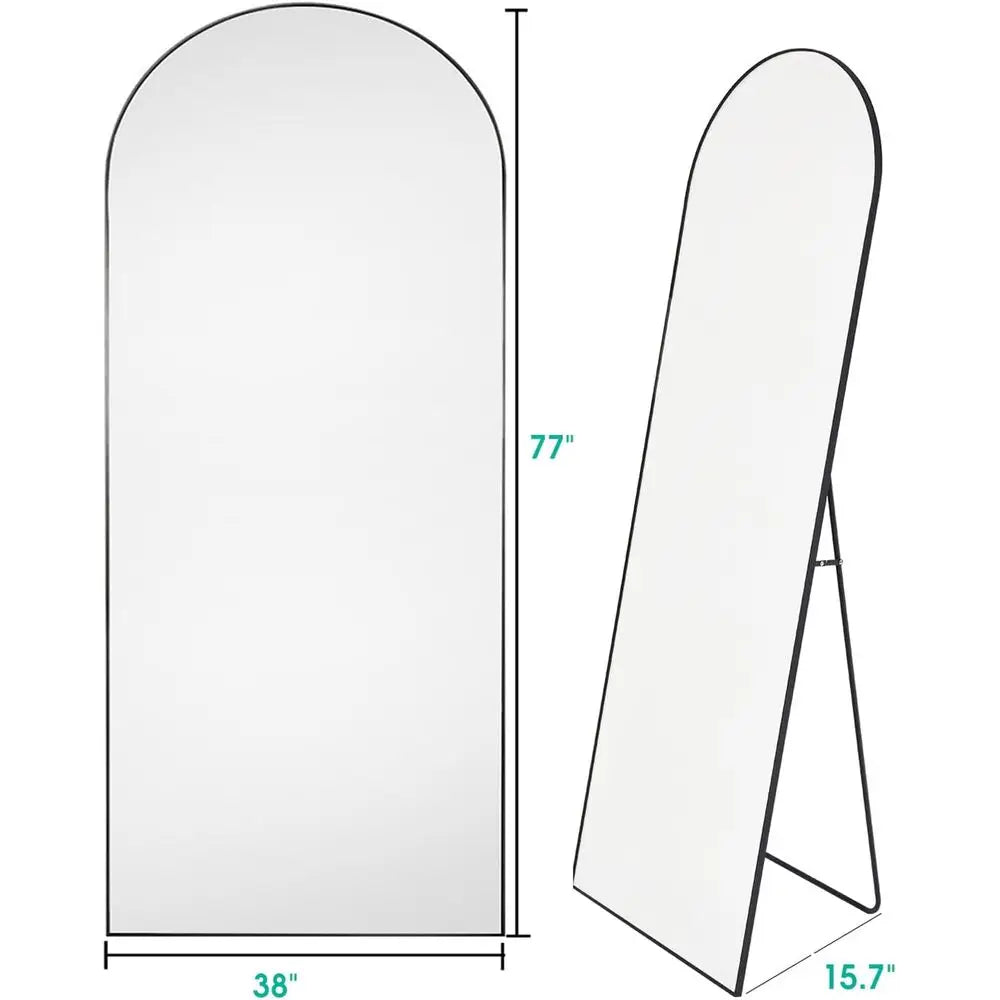 Arched Black Full-Length Wall Mirror