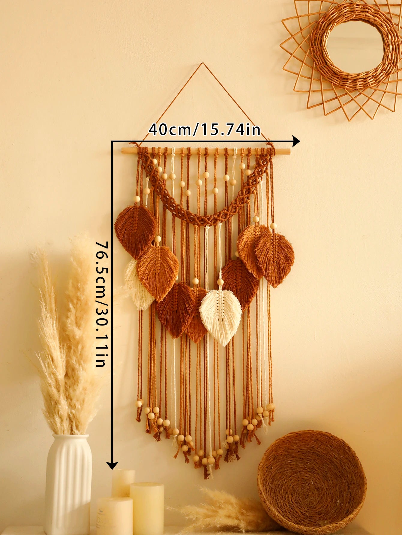 Beaded Leaf Macrame Hanging