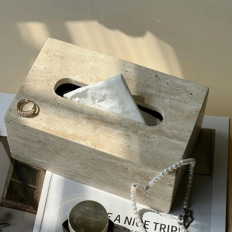 Natural Travertine Tissue Box
