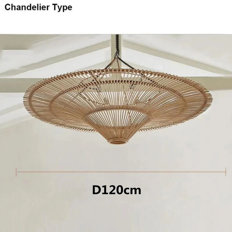 Wabi-Sabi Rattan Pendant Chandelier