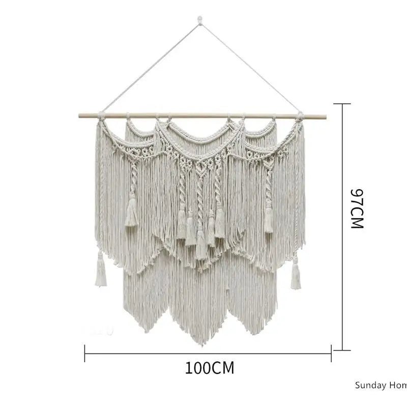 Boho Round Beige Macrame Wall Hanging
