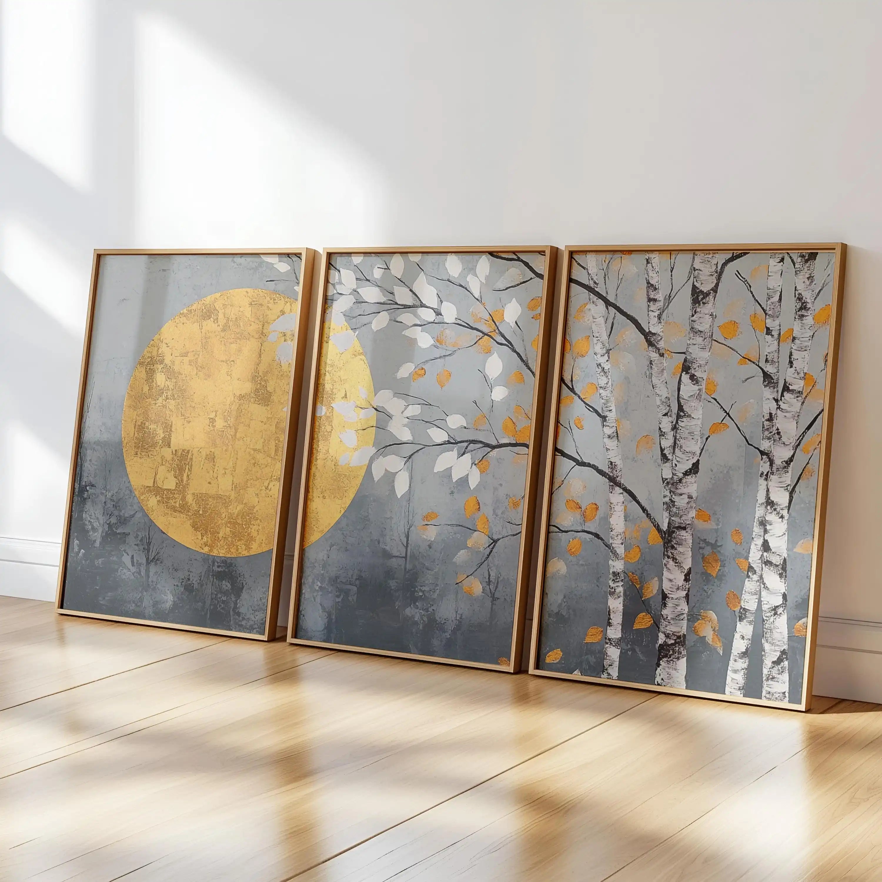 Set of 3 Japandi Canvas Wall Art