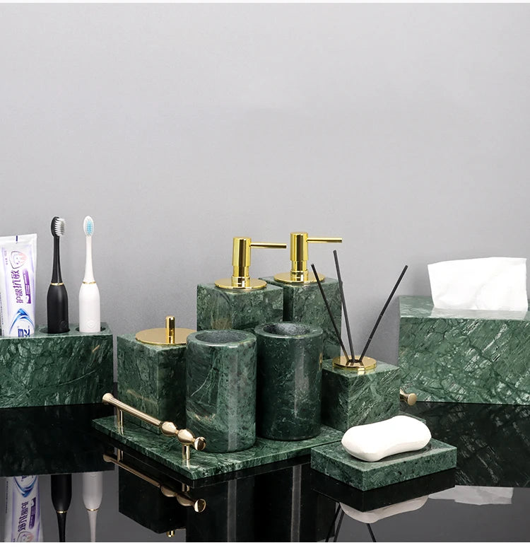 Indian Green Marble Bath Set