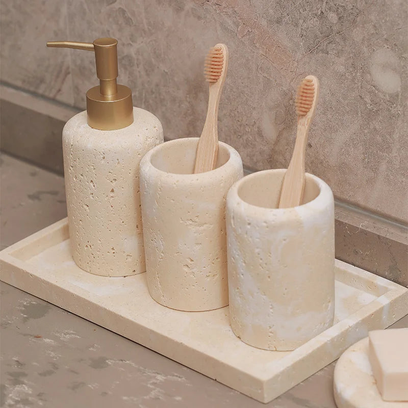Travertine Bathroom Wash Set