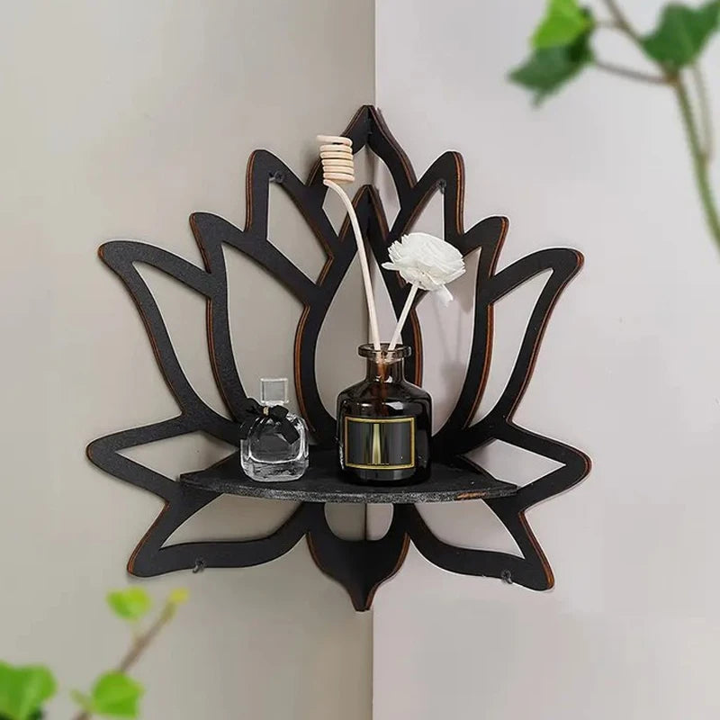 Lotus Wooden Corner Shelf