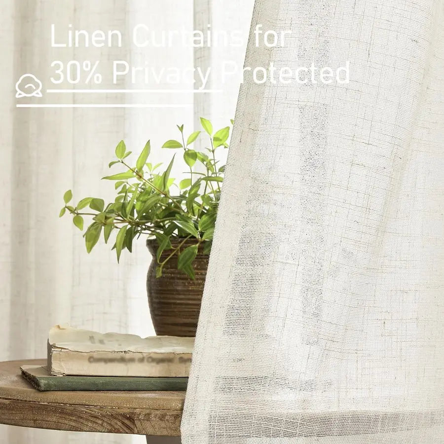 Boho Linen Sheer Curtains, 90"