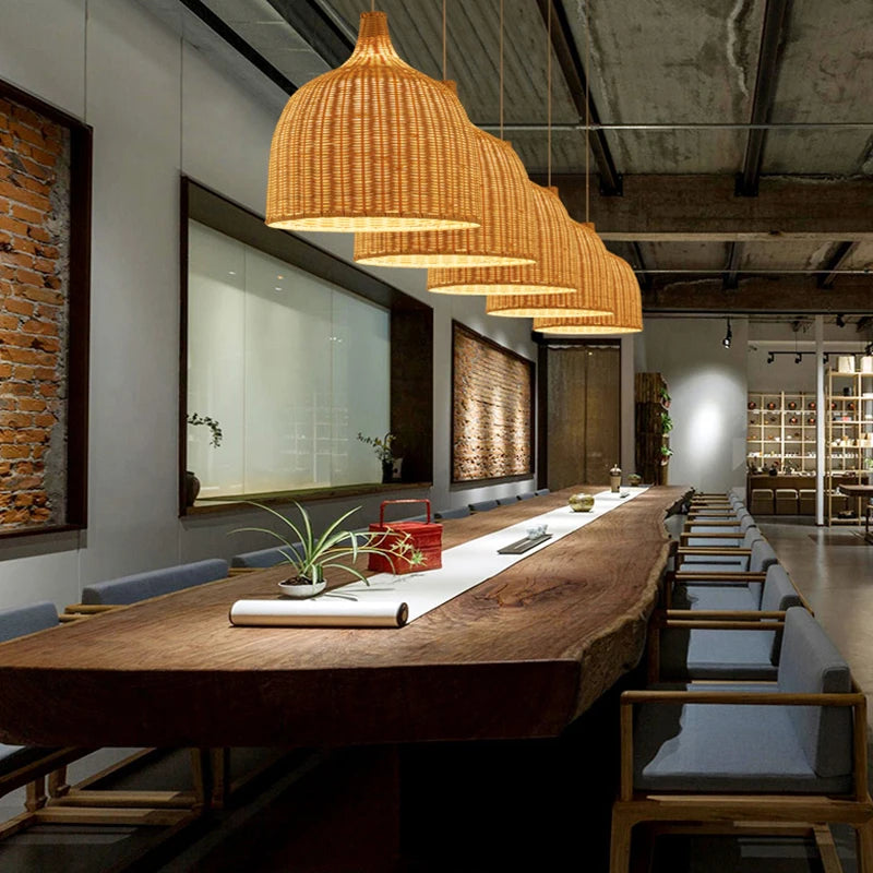 Retro Rattan Pendant Chandelier