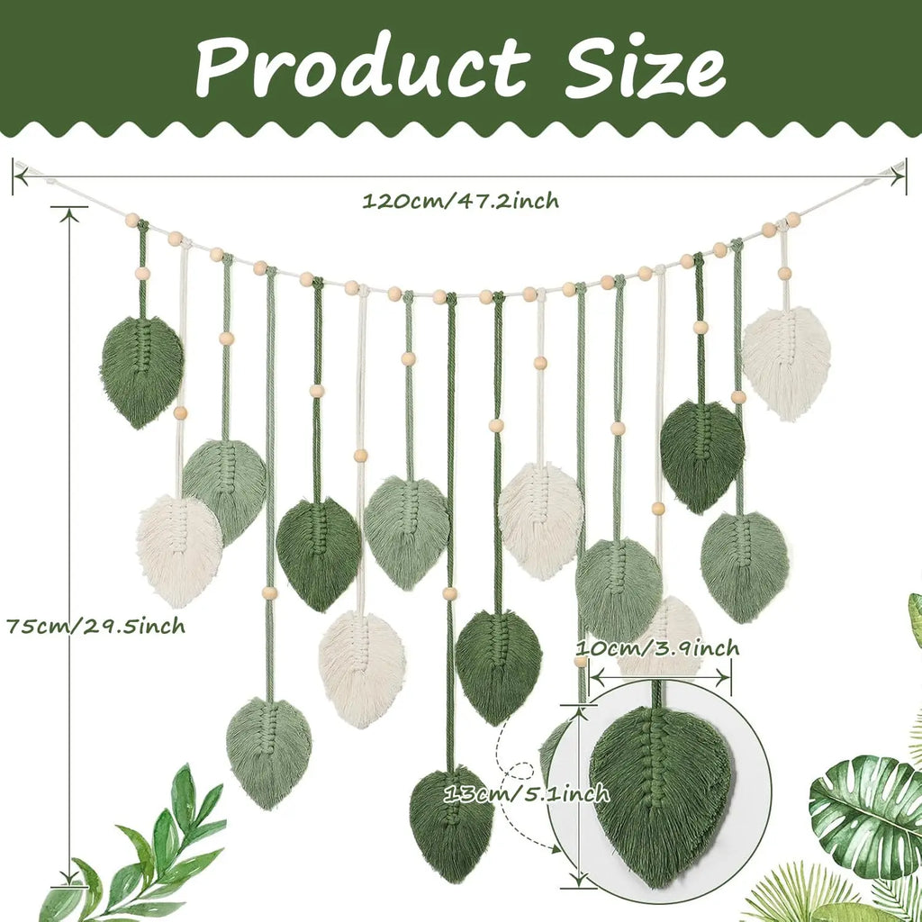 Leaf Tassel Macrame Panel