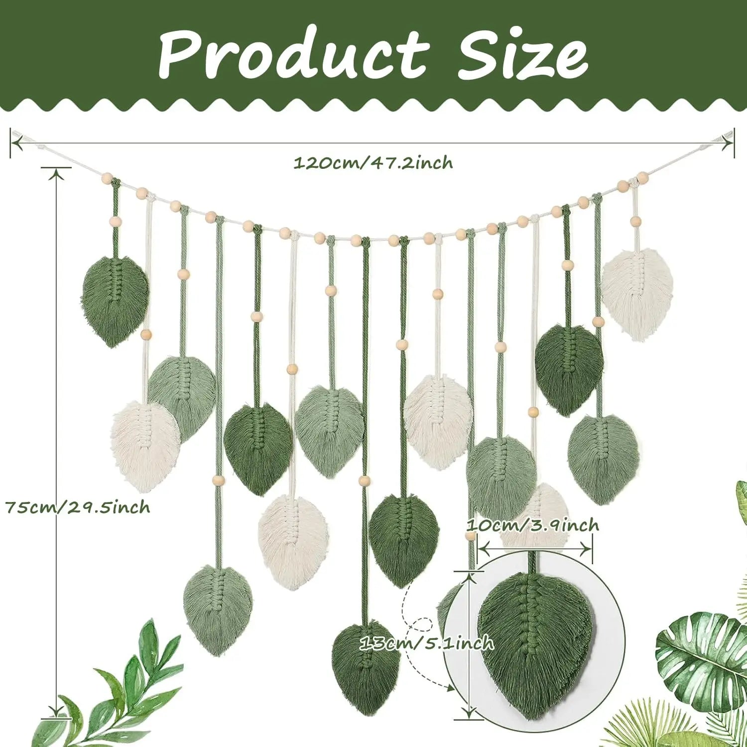 Leaf Tassel Macrame Panel