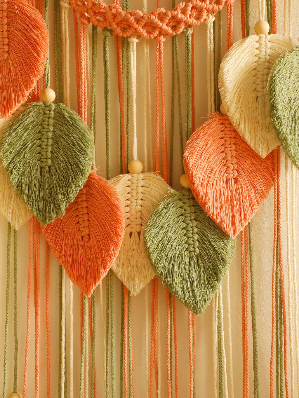 Beaded Leaf Macrame Hanging