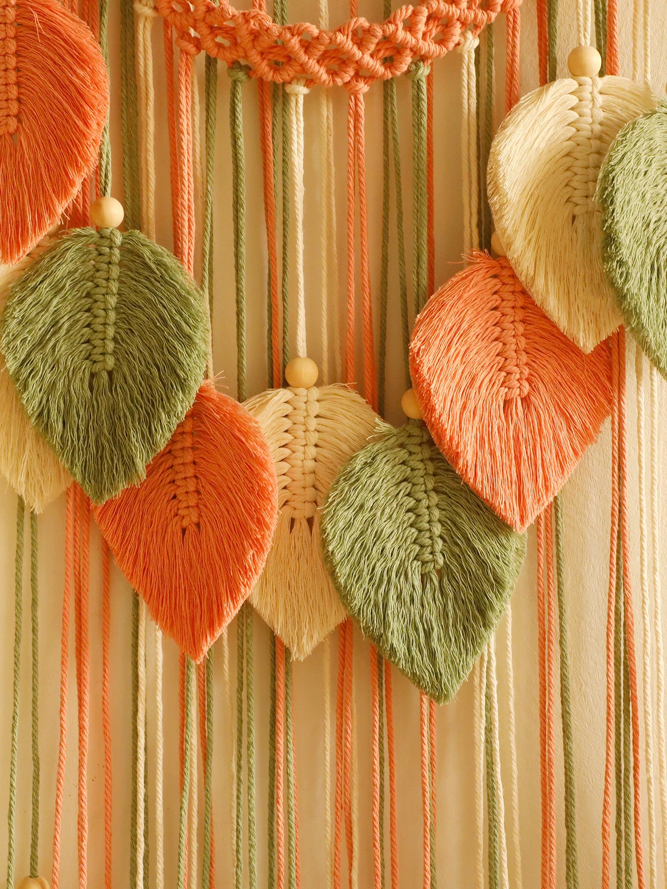 Beaded Leaf Macrame Hanging