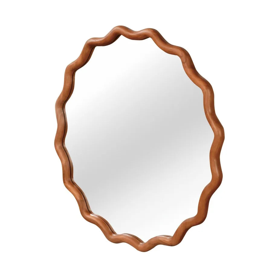 Round Brown Wall Mirror