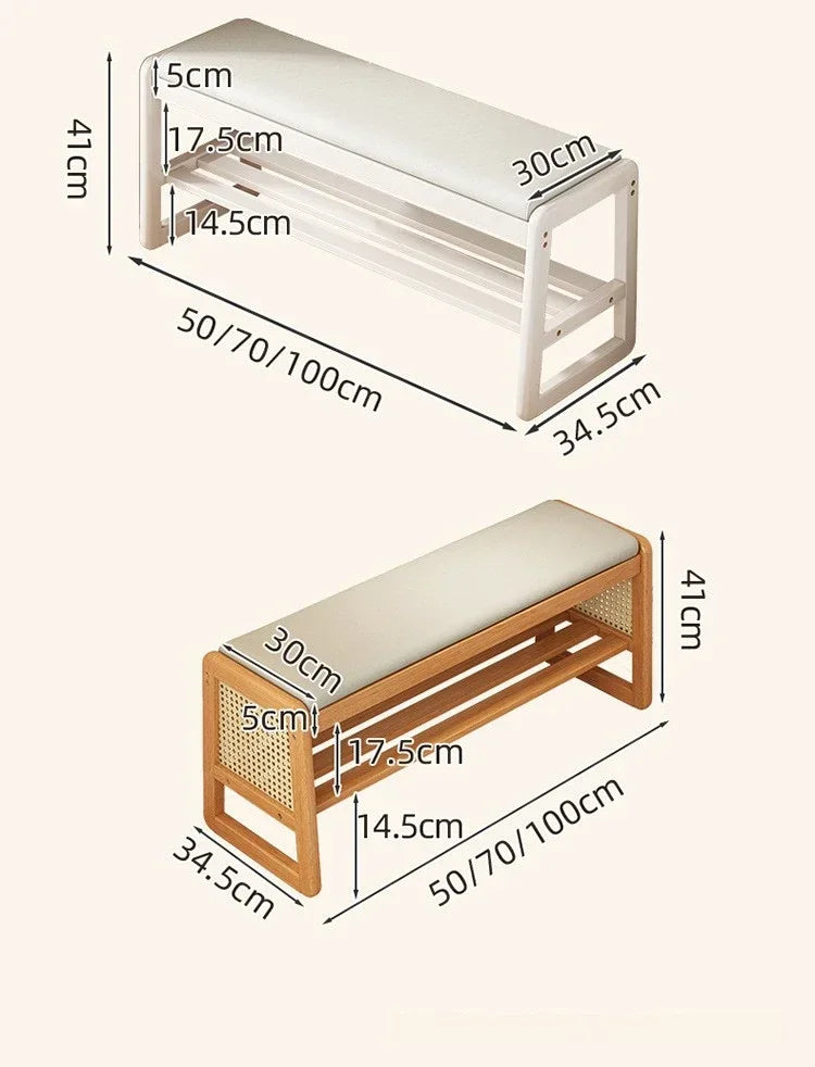 Rattan Shoe Storage Bench