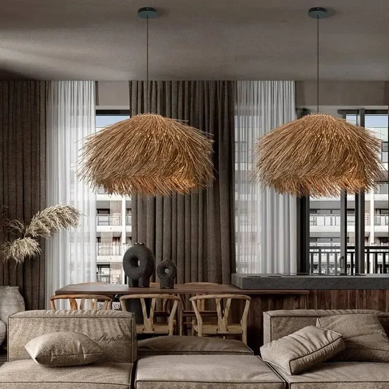 Wabi-Sabi Rattan Pendant Chandelier