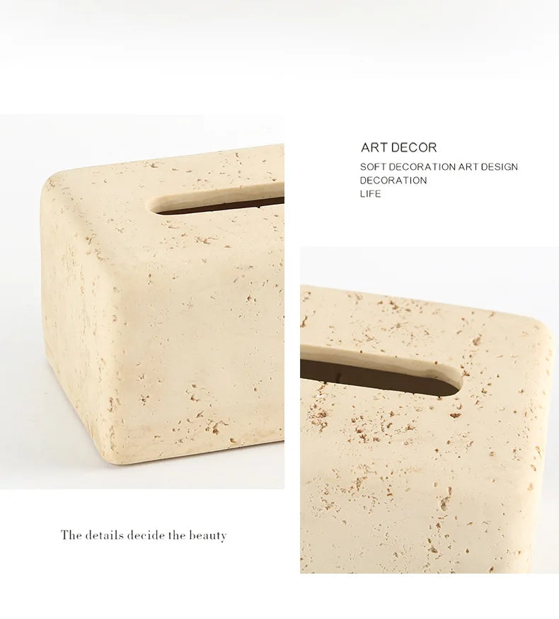 Wabi-Sabi Travertine Tissue Box